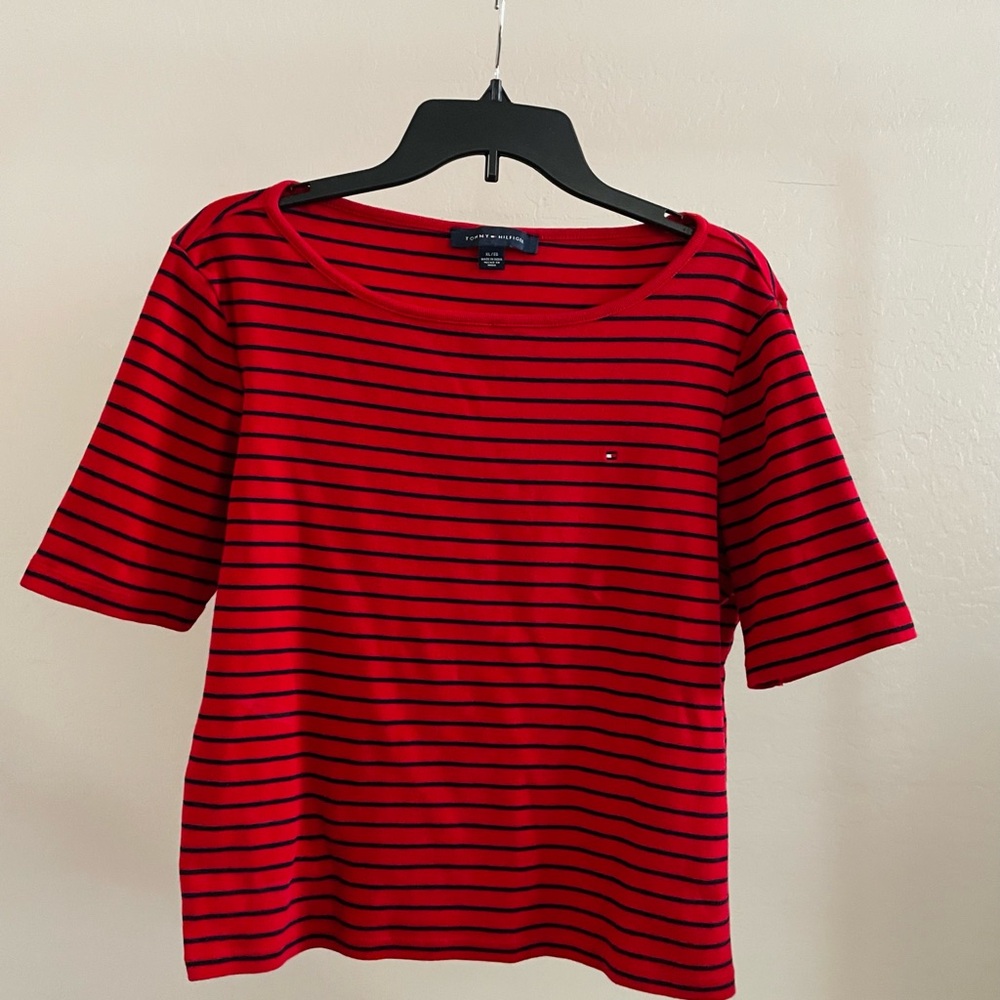 Tommy Hilfiger Womens Striped Short Sleeve Shirt - XL